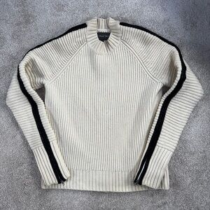 100% Merino wool women’s Cream Sweater with Black Accents size XS